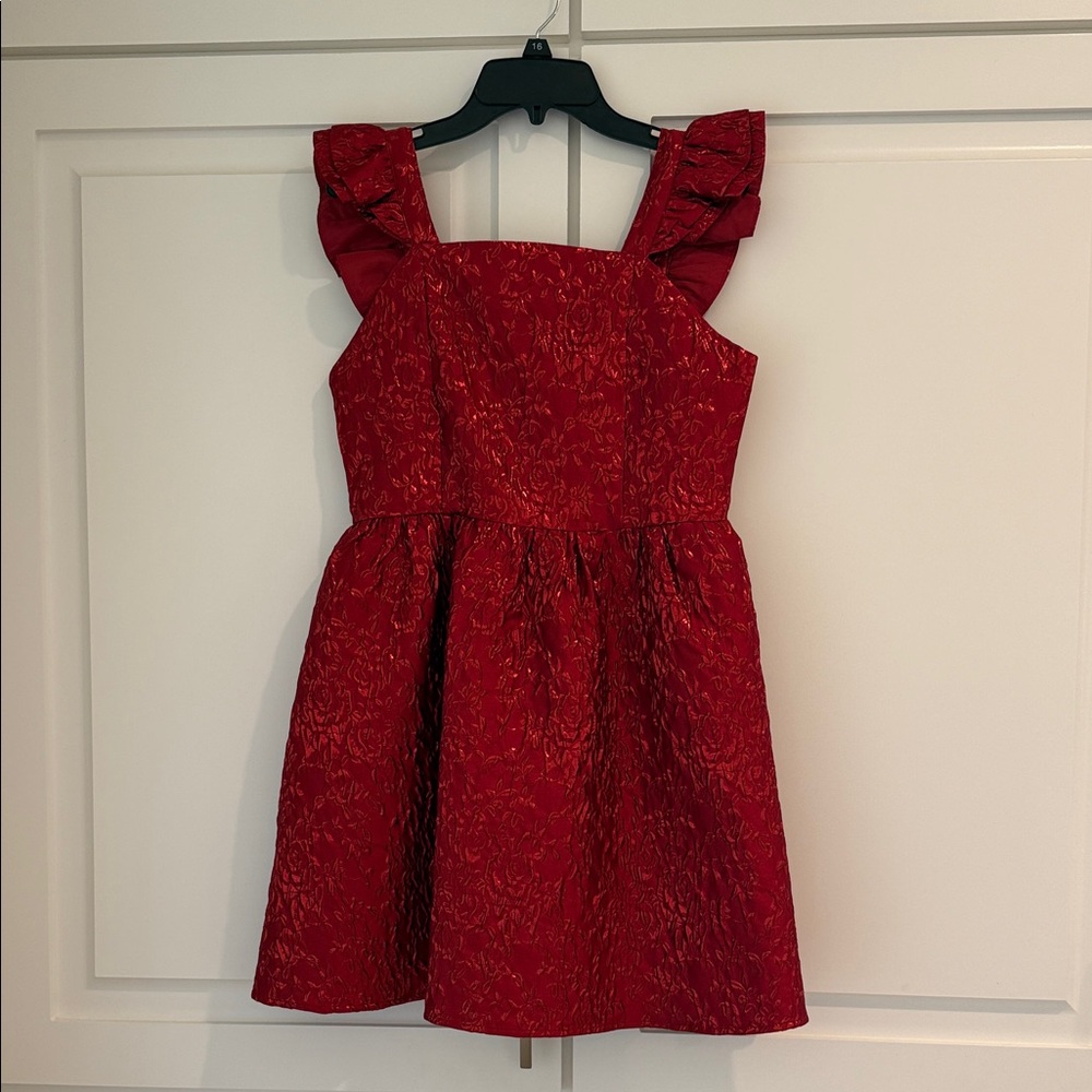 GB Girls Red Formal Dress with Ruffle Straps